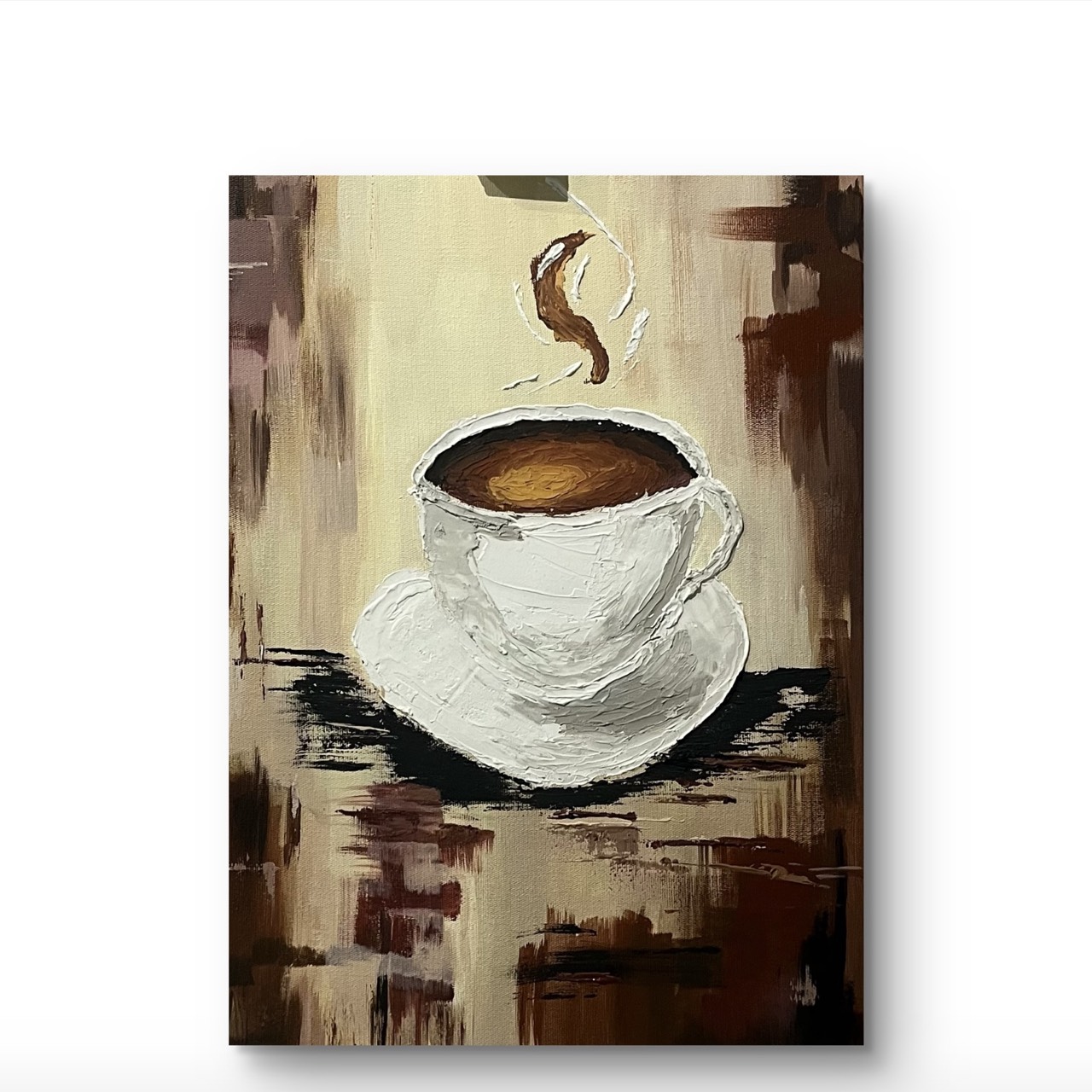 Tela Café, pintura acrílica com textura 30×40 cm, Renarte Rio de Janeiro